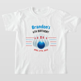 Camiseta Diversão Azul e Vermelho de Boliche Crianças 6º An