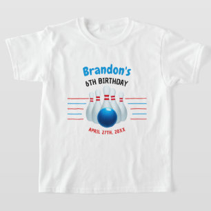 Camiseta Diversão Azul e Vermelho de Boliche Crianças 6º An