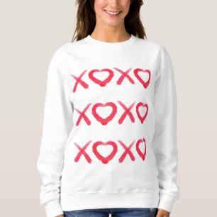 Camiseta Diversão beijos de amor XOXO desgastados vermelhos