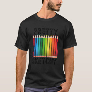 Camiseta Diversão Bem Esboçada   Artistas de Lápis de Cor