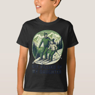 Camiseta Diversão Boba Ped Esquiando Conseguiu Filha Filha