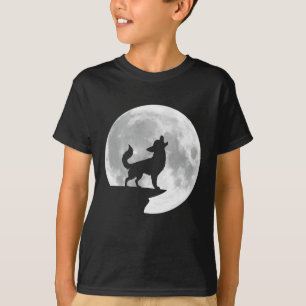 Camiseta Diversão Chihuahua Howling Dia das Bruxas da Lua C