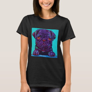 Camiseta Diversão Colorida Pug Preto - J. Whitsell Arte Lon