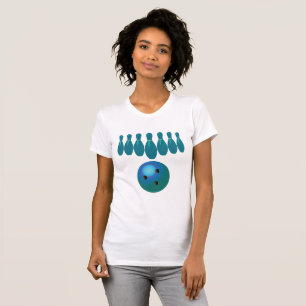 Camiseta Diversão com Bola e Pinos de Boliche