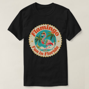 Camiseta Diversão com Flamingo Antigo na Praia da Flórida