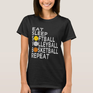 Camiseta Diversão Coma Dormir Moleque Volleybyll Bysketbyll