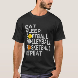 Camiseta Diversão Coma Dormir Rapazes De Voleibol De Bola B