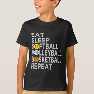 Camiseta Diversão Coma Dormir Rapazes De Voleibol De Bola B