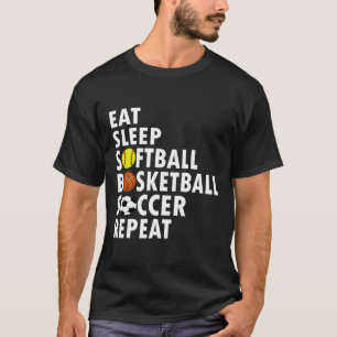 Camiseta Diversão Coma Dormir Suave Bysketbyll Soccer Men B