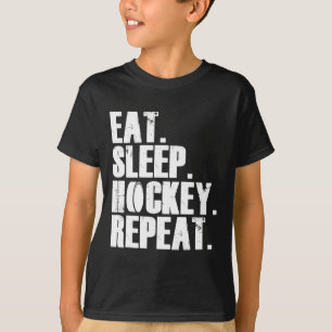 Camiseta Diversão Coma Hóquei no Sono Repito Homens Present