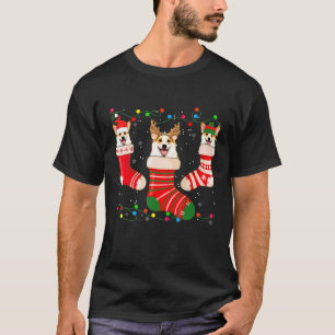 Camiseta Diversão Corgi de Meias de Natal Leves Xmas