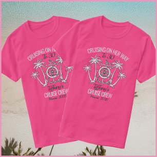 Camiseta Diversão Cruzeiros de Aniversário Rosa e Branco 20