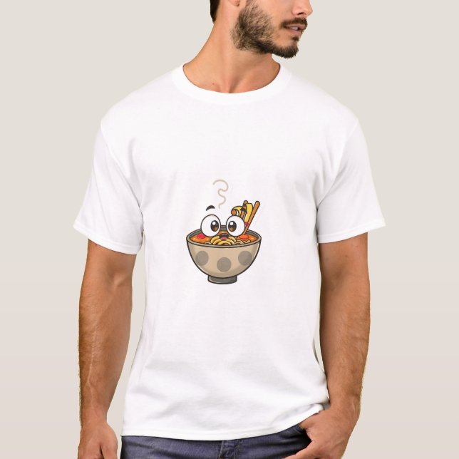 Camiseta Diversão Curiosa do Ramen Bowl (Frente)