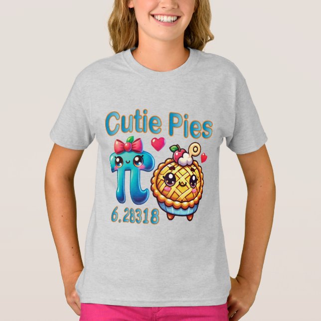 Camiseta Diversão “Cutie Pies” Símbolo de Pi Fofo & Piada d (Frente)