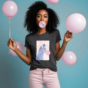 Camiseta Diversão Da Aquarela Zebra A Soprar O Monograma De