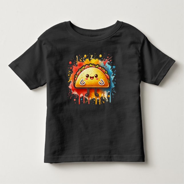 Camiseta Diversão da Criança do Kawaii Taco Kid (Frente)