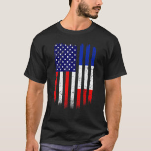 Camiseta Diversão da França Bandeira Americana Homens Mulhe