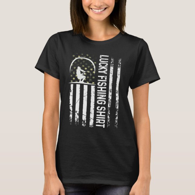 Camiseta Diversão Da Pesca De Sorte Para A Pesca De Teto (Frente)
