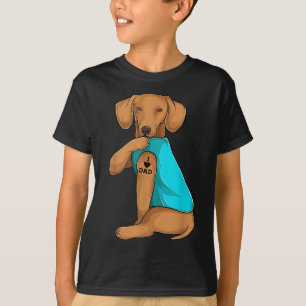 Camiseta Diversão Daschund I Love Pai Tattoo Roupa, Pai De