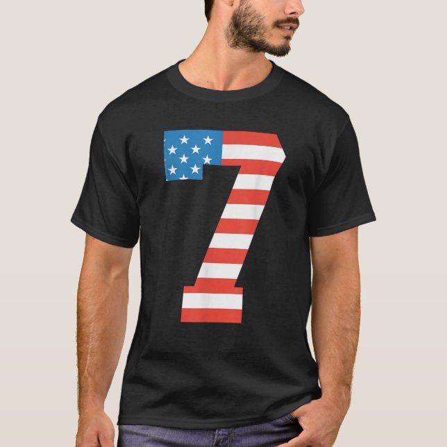 Camiseta Diversão De 7 Birthday, Bandeira Americana Em 4 De (Frente)