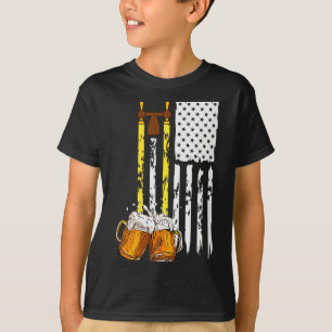 Camiseta Diversão de Bebida de Cerveja com Bandeira dos EUA