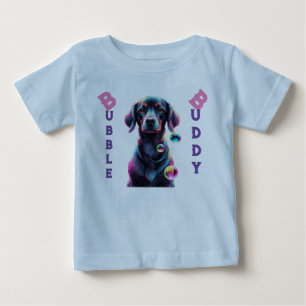 Camiseta Diversão de bolhas: Aventura de Cachorro Negro Bon