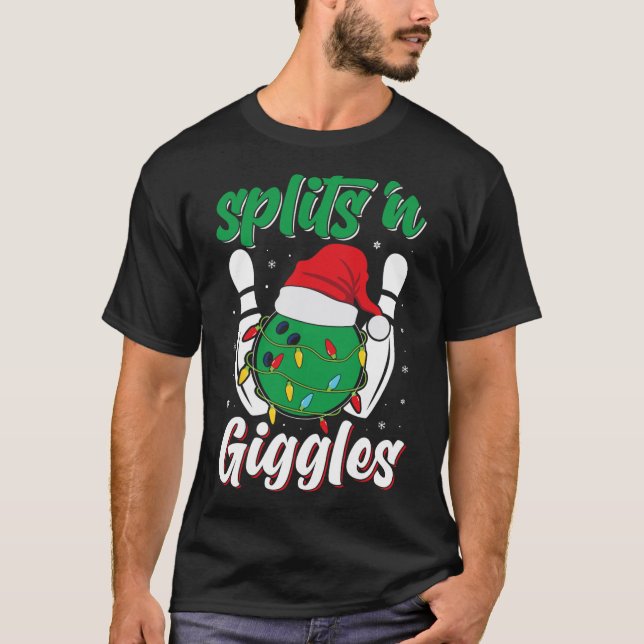 Camiseta Diversão de Boliche de Grades na Bolsa de Natal (Frente)