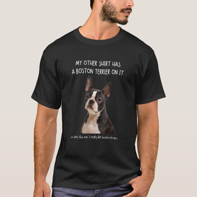 Camiseta Diversão de Boston Terrier sobre adoção de cães nã (Frente)