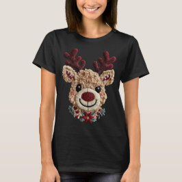 Camiseta Diversão de Feriado - Falso Fio de Rena de Nariz V