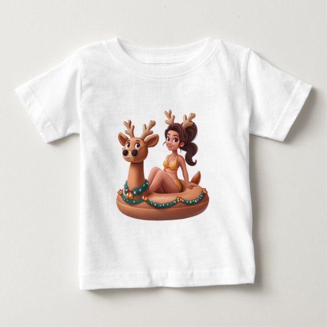 Camiseta Diversão de Férias de Renas de Verão no Projeto da (Frente)