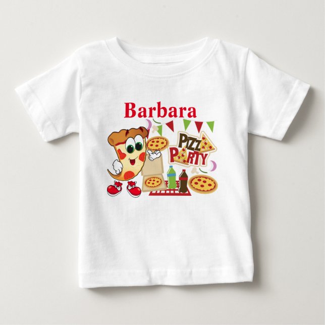 Camiseta Diversão de Festa de Pizza Personalizada (Frente)