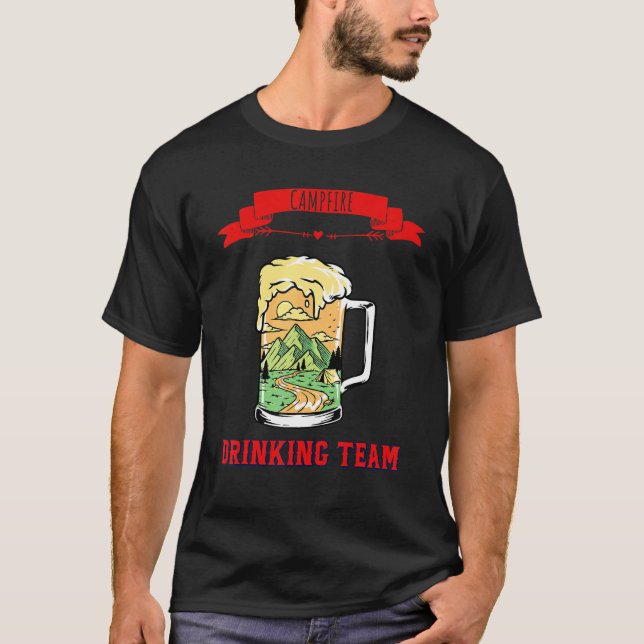 Camiseta Diversão de Humor da Equipe do Bebendo de Campfire (Frente)