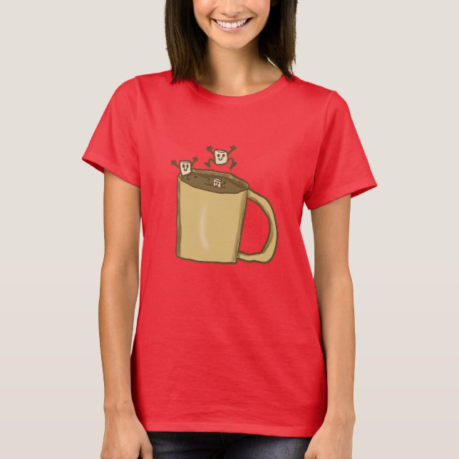 Camiseta Diversão de marshmallow em uma caneca (Frente)