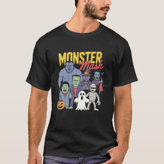 Camiseta Diversão de Monster Mash de Halloween para Amantes