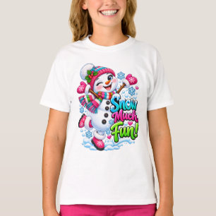 Camiseta Diversão de Natal com Boneco de Neve