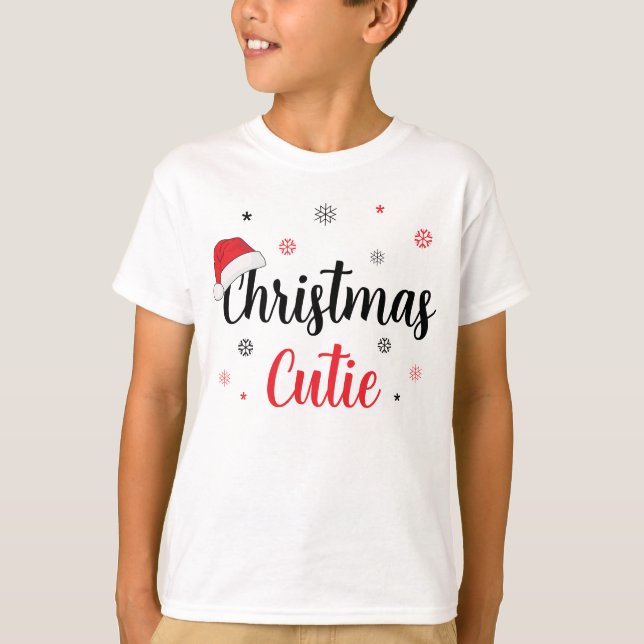 Camiseta Diversão de Natal Cutie Santa Hat (Frente)