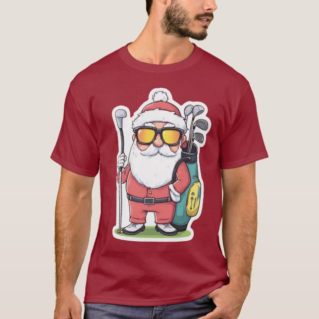 Camiseta Diversão de Natal de Golfe de papais noeis (Frente)