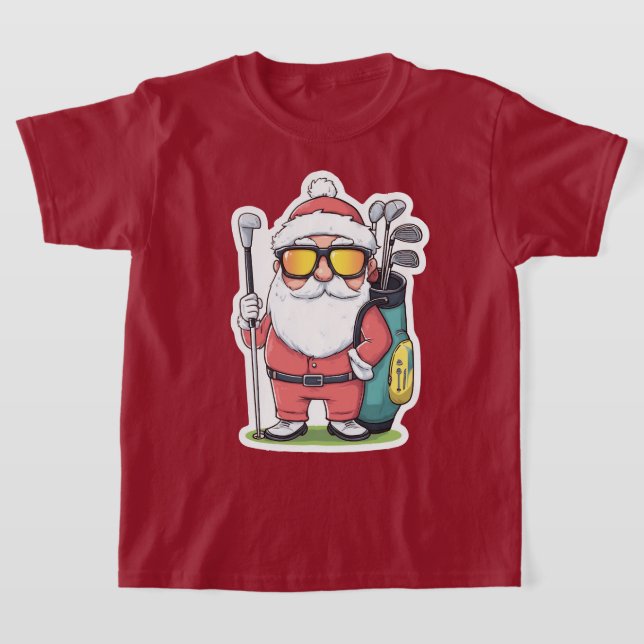 Camiseta Diversão de Natal de Golfe de papais noeis (Postura )