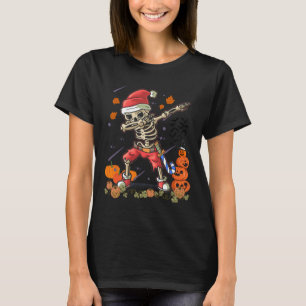 Camiseta Diversão de Natal Papai Noel Esqueleto Dabbing Fan