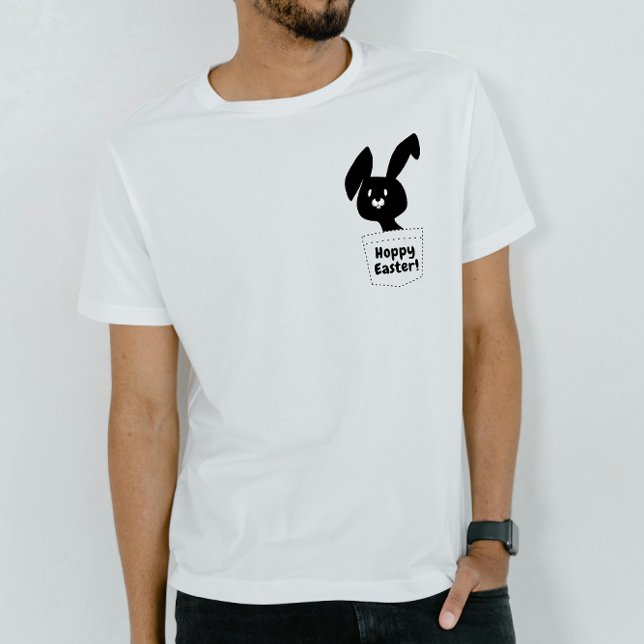 Camiseta Diversão de Páscoa Alegre Coelho Preto e Branco Pu (Criador carregado)