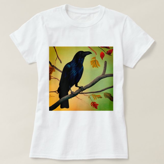 Camiseta Diversão Deliciosa, Raven Emitido Na Ramificação (Frente do Design)