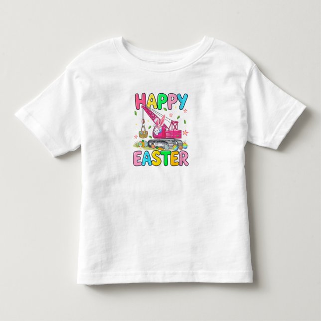 Camiseta Diversão do Coelhinho da Páscoa na Construção (Frente)