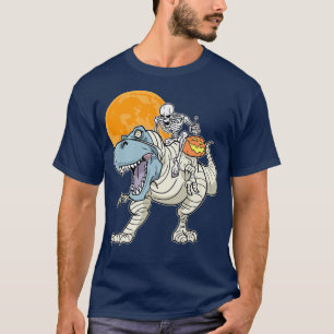 Camiseta Diversão do esqueleto de Halloween Andando pela ma