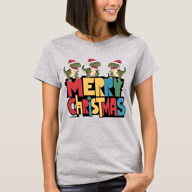 Camiseta Diversão dos Dinossauros T-rex e do Texto Feliz de (Frente)