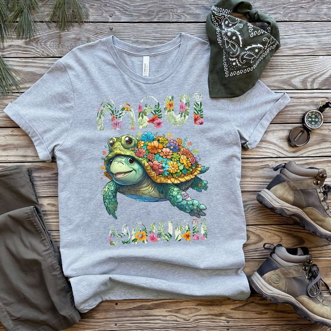 Camiseta Diversão e Flair Maui Turtle Hibiscus Hawaii (Criador carregado)