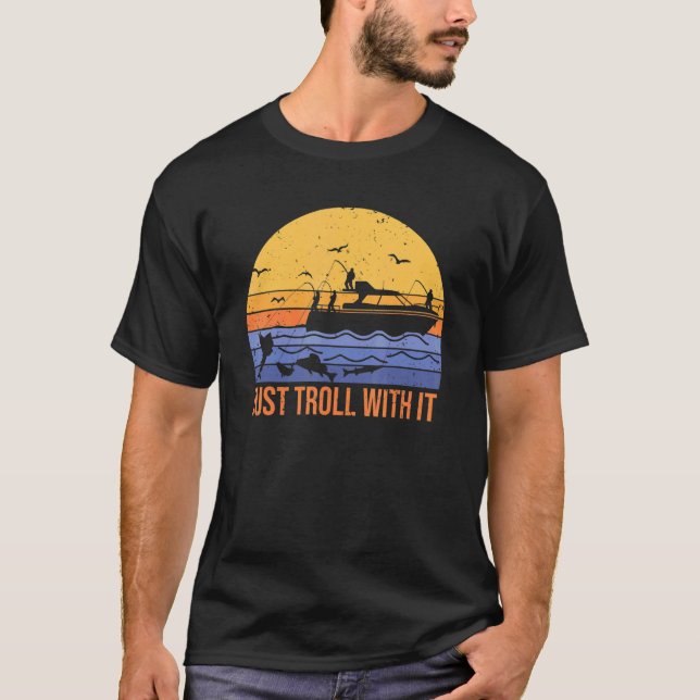 Camiseta diversão é só trolar com isso   trolling pescando  (Frente)