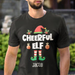 Camiseta Diversão elfo alegre, chique no Natal<br><div class="desc">Esta hilária e autoirônica camiseta elfo alegre, que faz parte de uma coleção de roupas elf da família que combina com presentes para cada membro da família, vai ajudá-lo a entrar no espírito de feriado. Perfeito para qualquer reunião de família de Natal, esta camiseta divertida apresenta um bonitinho chapéu de...</div>