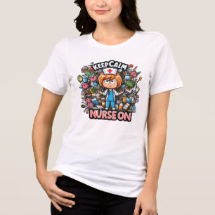 Camiseta Diversão em Desenho Animado e "Mantenha a Calma e