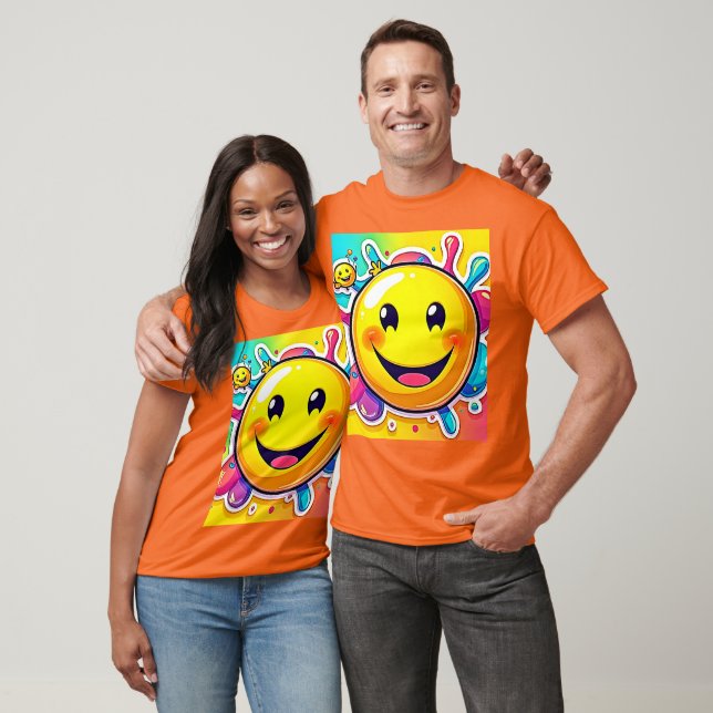 Camiseta Diversão Emoji Feliz Splashy (Unissex)