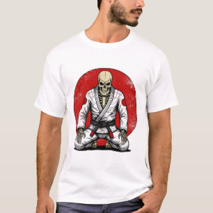 Camiseta Diversão Esqueleto Vintage Jiu-jitsu Brasileiro Re
